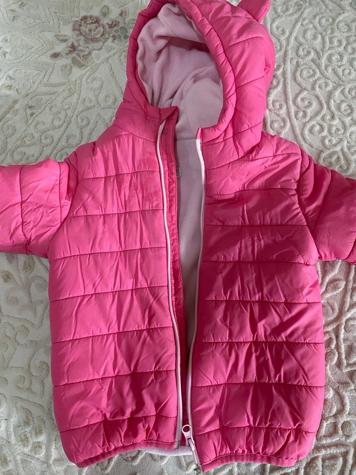 Kız Çocuk Kapüşonlu Pembe Fermuarlı Mont 5 yaş - Görsel 4