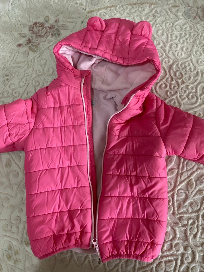 Kız Çocuk Kapüşonlu Pembe Fermuarlı Mont 5 yaş - Görsel 3