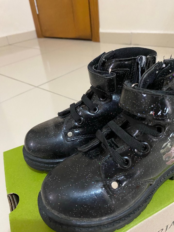 Siyah Kız Çocuk Punk Tarzı Botlar - Görsel 4