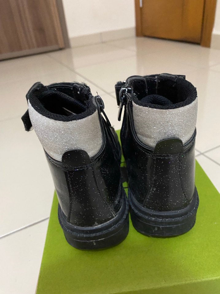 Siyah Kız Çocuk Punk Tarzı Botlar - Görsel 2