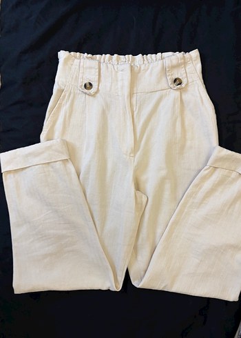 Zara Ekru Keten Pantolon
