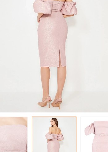 Trendyol & Milla Pembe Kemerli Midi Kalem Elbise