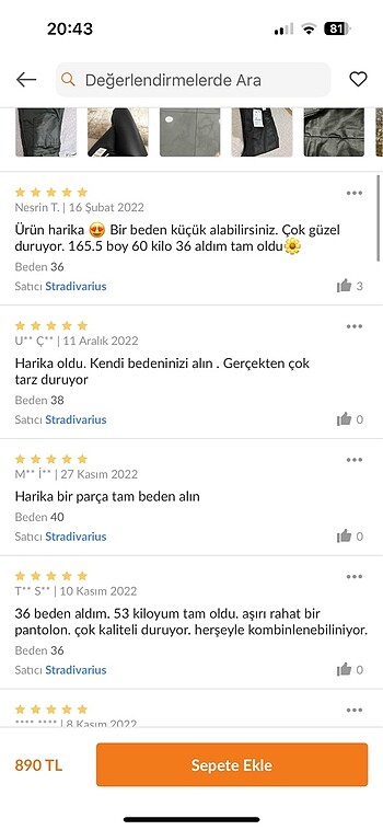 32 Beden Stradivarius Mumlu Pantolon