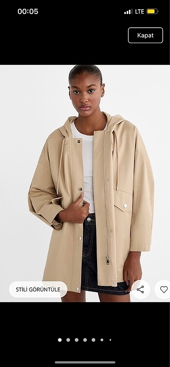 Stradivarius Oversize Bej Kapüşon