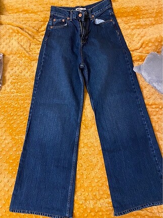 Koyu Mavi Bol Paça Vintage Jean