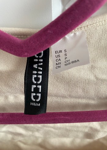 H&M Bej Kadın Pamuklu Kısa Kollu Elbise