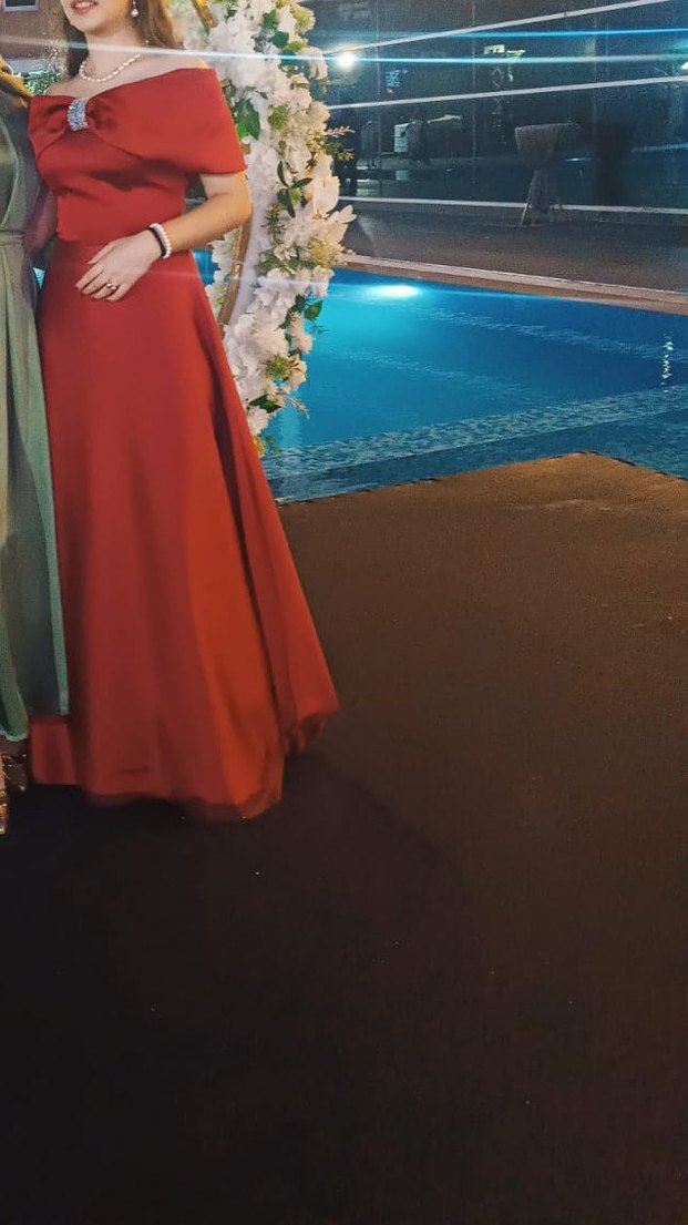 Bordo Uzun Kadın Abiye Elbise - Görsel 4