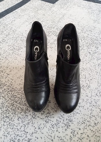 36 Beden Siyah Deri Stiletto Topuklu Kadın Bot