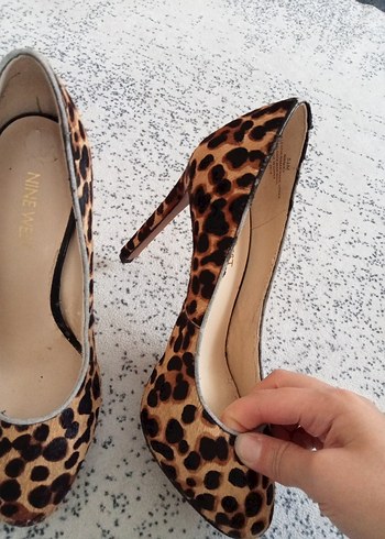 36 Beden Leopar Desenli Kahverengi Süet Stiletto