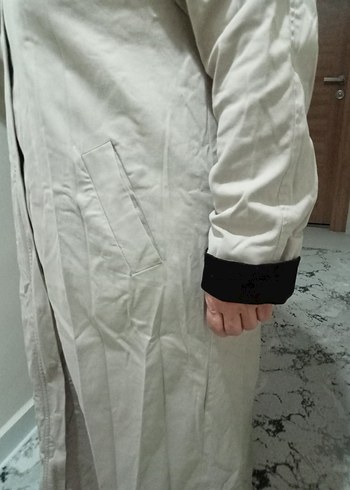 Bej Kadın Uzun Düğmeli Kaban - Görsel 3