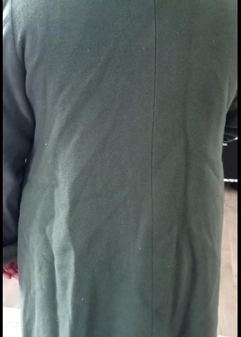 Düğmeli Uzun Yeşil Kadın Kaban - Görsel 3