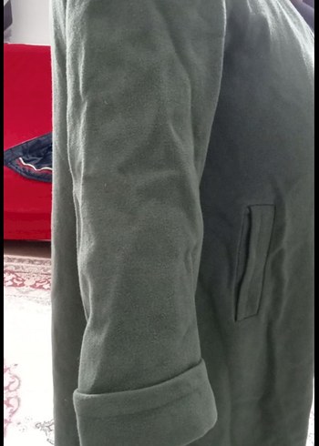 Düğmeli Uzun Yeşil Kadın Kaban - Görsel 2