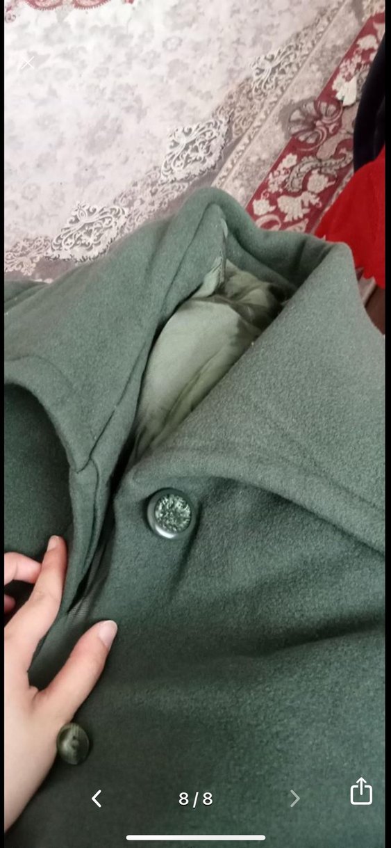 Düğmeli Uzun Yeşil Kadın Kaban - Görsel 4