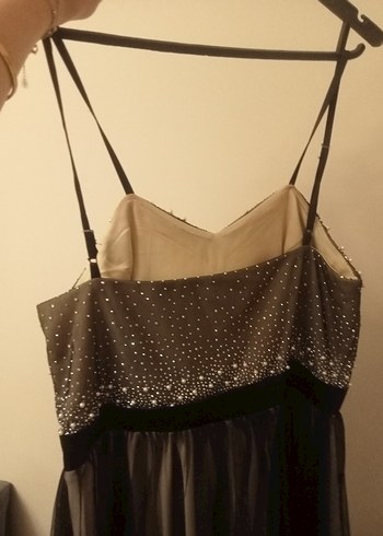 Siyah Drapeli Midi Abiye Elbise - Görsel 5