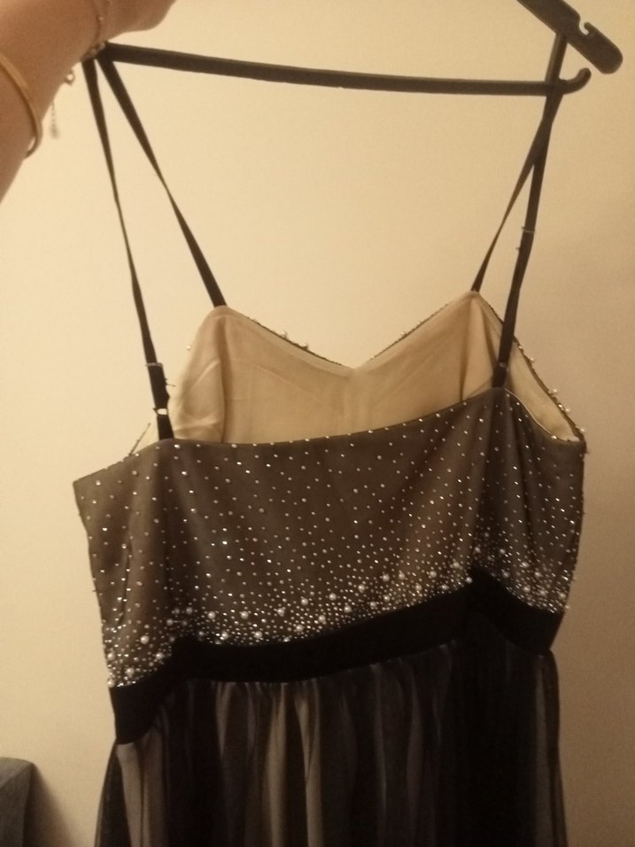 Siyah Drapeli Midi Abiye Elbise - Görsel 5