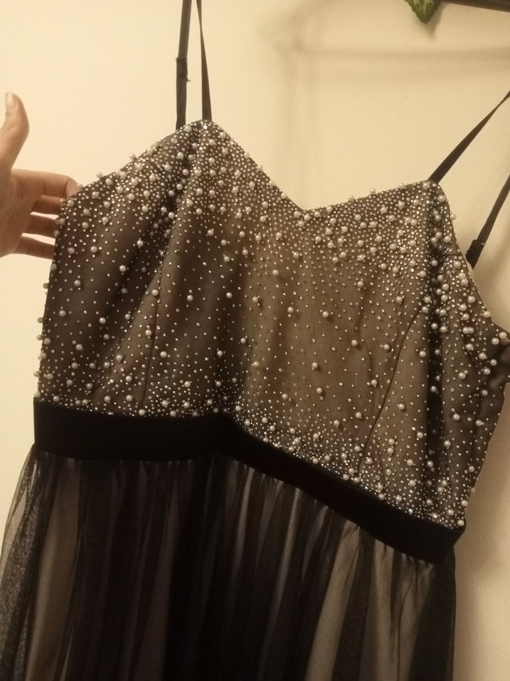 Siyah Drapeli Midi Abiye Elbise - Görsel 2