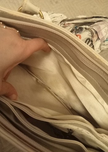 Beyaz Deri Kadın Omuz Çantası - Görsel 7