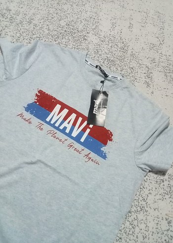 Mavi Baskılı Tişört - Görsel 3