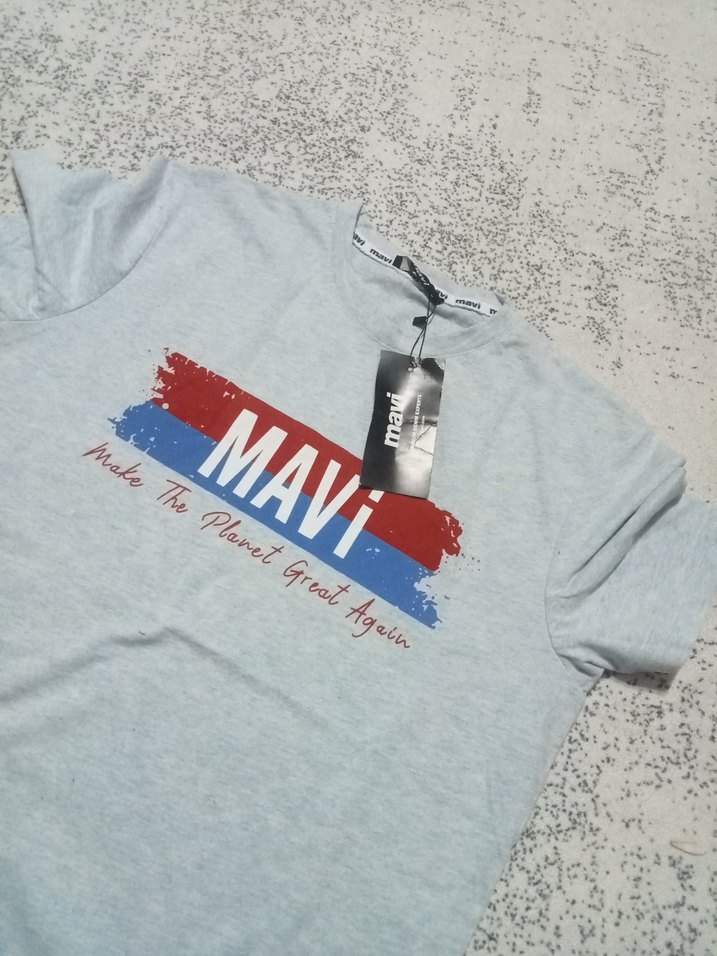 Mavi Baskılı Tişört - Görsel 3