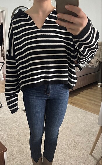 Polo Yaka Oversize Kazak - Görsel 4