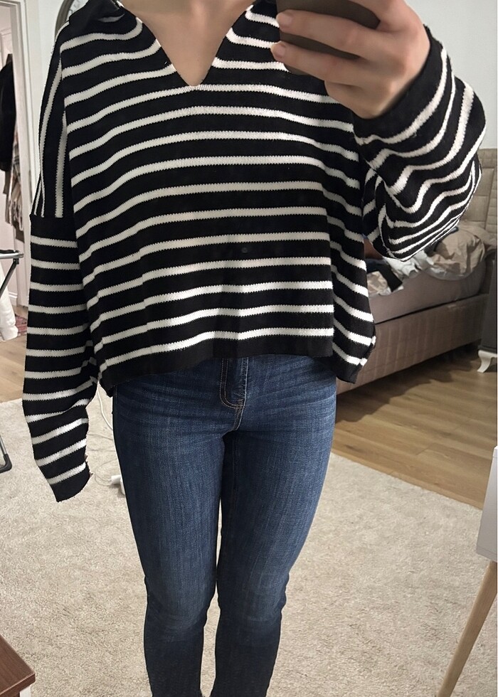 Polo Yaka Oversize Kazak - Görsel 4