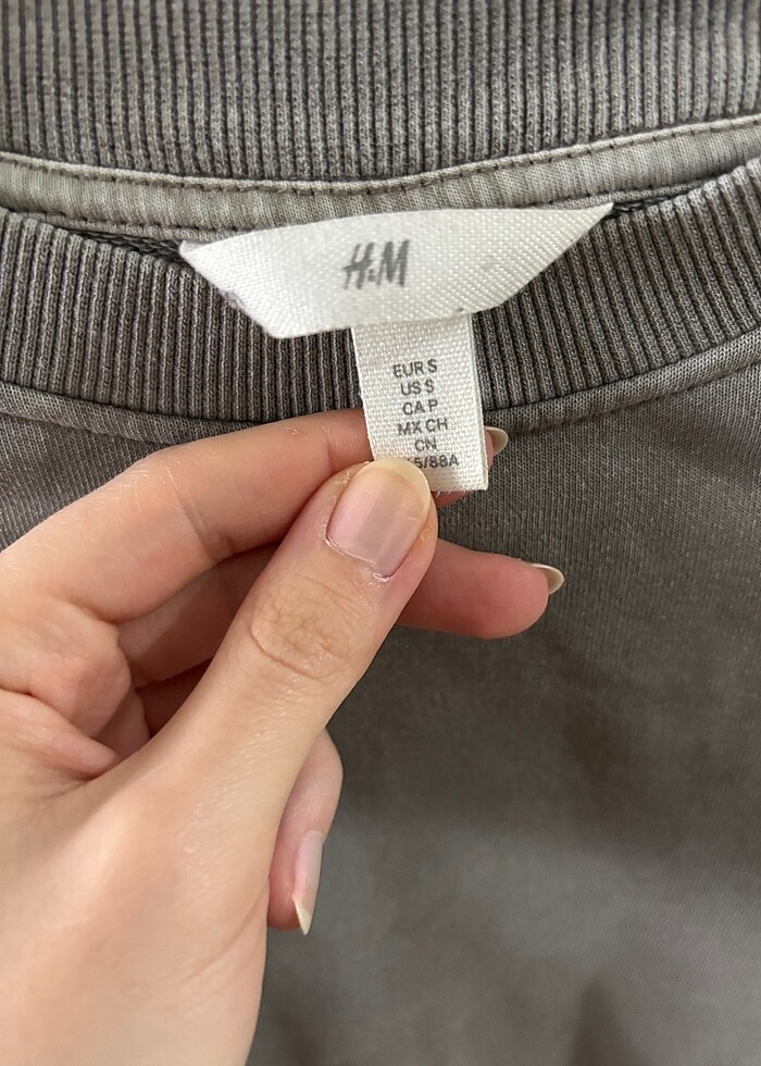 H&M Gri Sweatshirt - Görsel 3