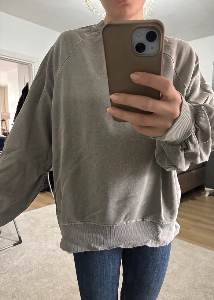H&M Gri Sweatshirt - Görsel 5