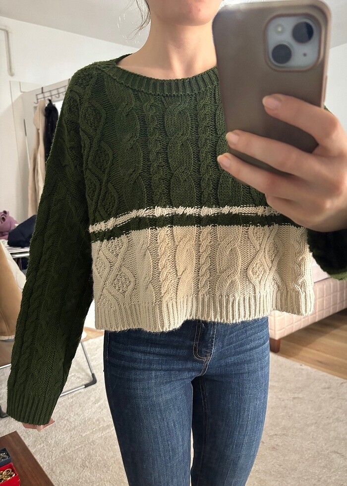 Stradivarius Haki Kazak - Görsel 4