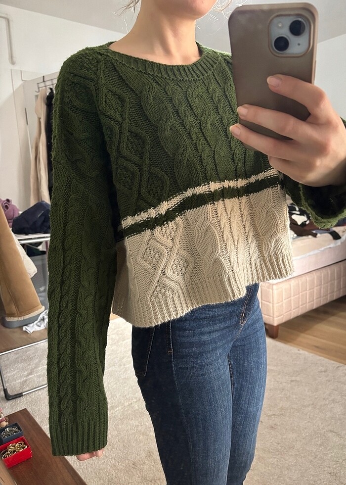 Stradivarius Haki Kazak - Görsel 5