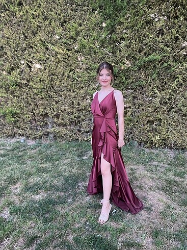 Kiremit Rengi Uzun Abiye - Görsel 7