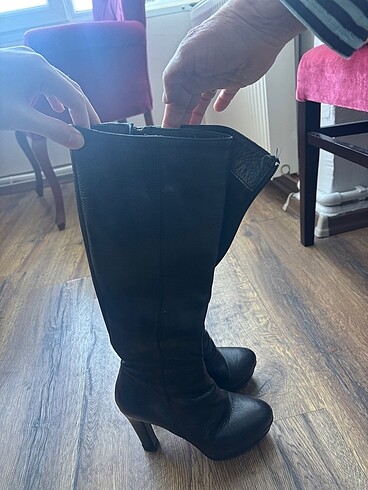 Deri Siyah Çizme - Görsel 4