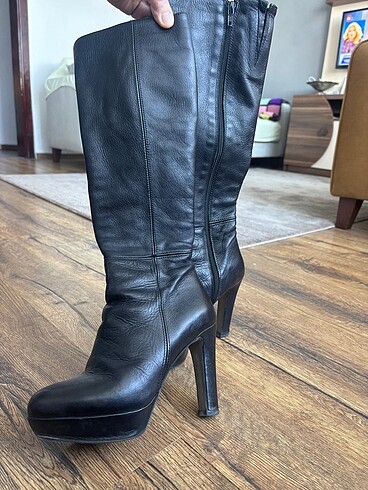 Deri Siyah Çizme - Görsel 2