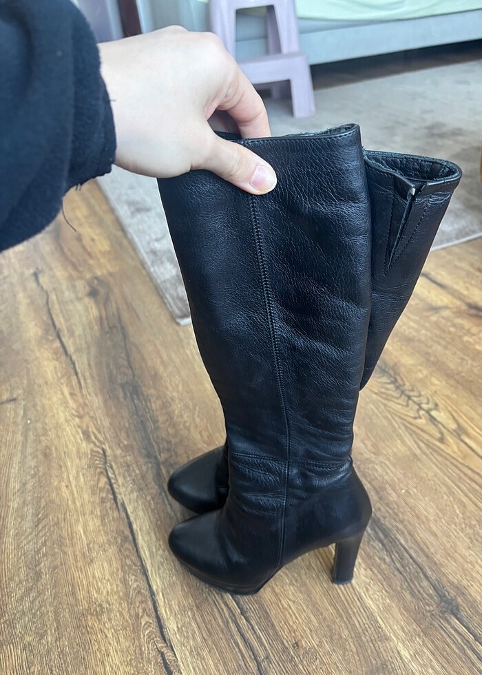 Deri Siyah Çizme - Görsel 3