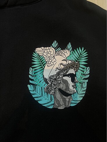 xl Beden Baskılı siyah oversize sweatshirt