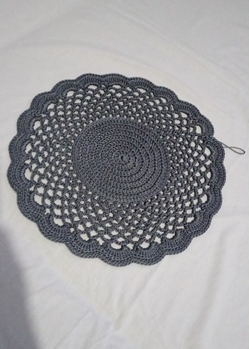 Gri Çiçek Desenli Yuvarlak supla - Görsel 2