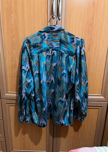 LC Waikiki Uzun Kollu Mavi Batik Desenli Salaş Gömlek