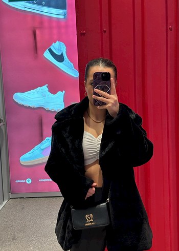 Kadın Siyah Midi Klasik Kesim Kürk - Görsel 2