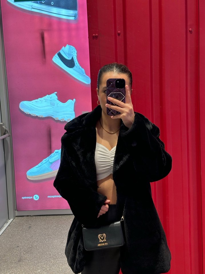 Kadın Siyah Midi Klasik Kesim Kürk - Görsel 2