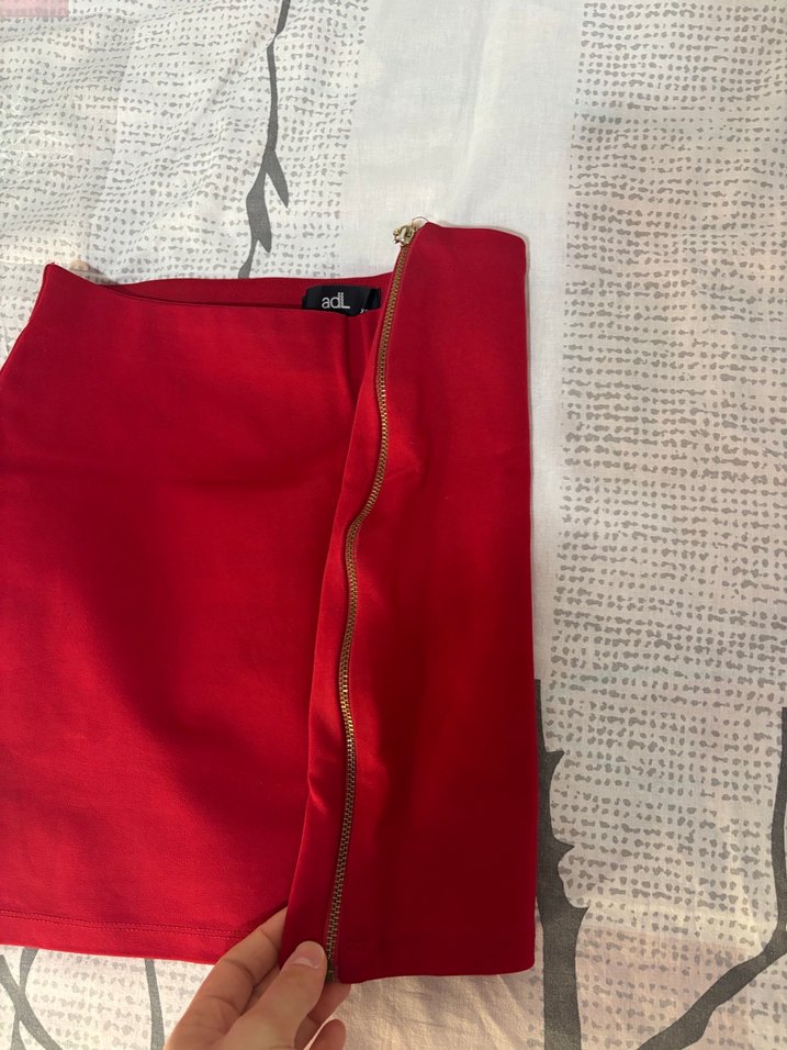 Kırmızı Drapeli Mini Kadın Etek - Görsel 3