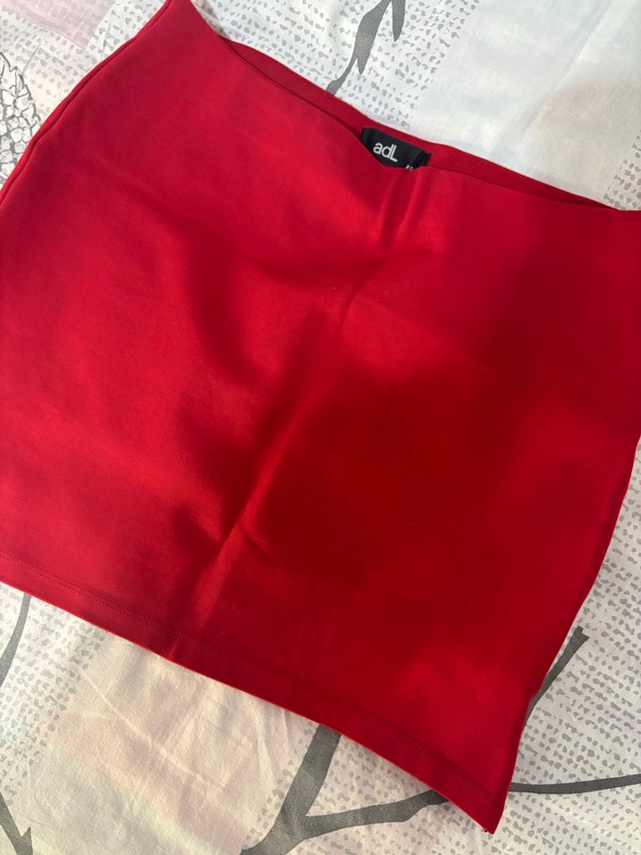 Kırmızı Drapeli Mini Kadın Etek - Görsel 2