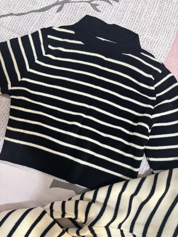 Çizgili Boğazlı Triko Kadın Kazak 2 adet - Görsel 2