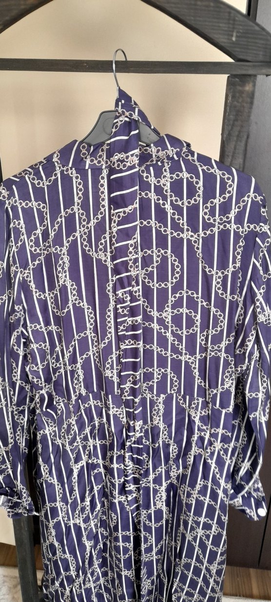 Zincir Desenli Uzun Kollu Mor Gömlek elbise - Görsel 2