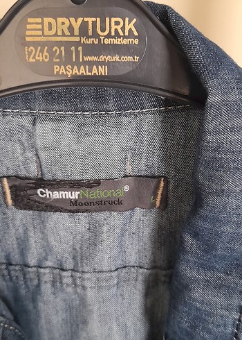 Düğmeli Kısa Kollu Mavi Denim Ceket - Görsel 3