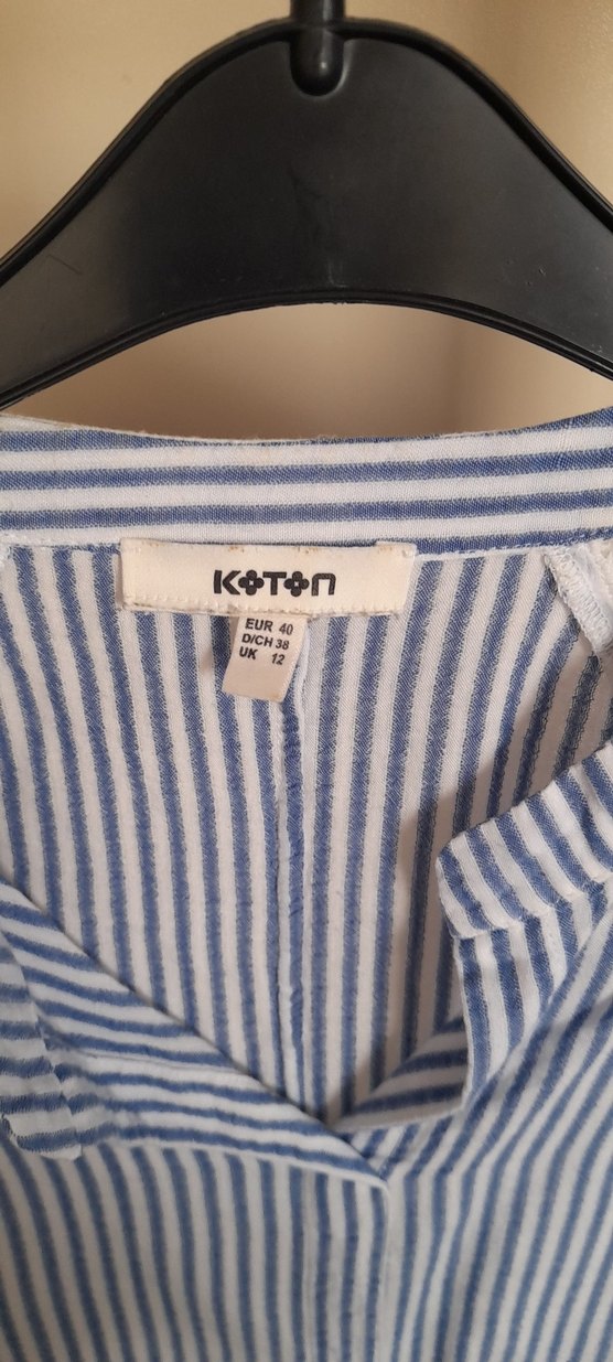 Mavi Çizgili V Yaka Keten Gömlek - Görsel 3