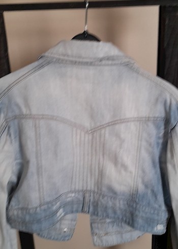 Gri Kadın Denim Ceket Düğmeli - Görsel 2