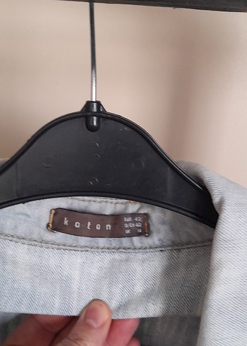 Gri Kadın Denim Ceket Düğmeli - Görsel 3