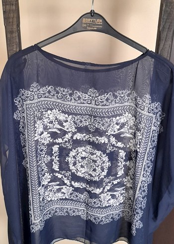 Bohem Desenli Mavi Kadın Bluz - Görsel 2