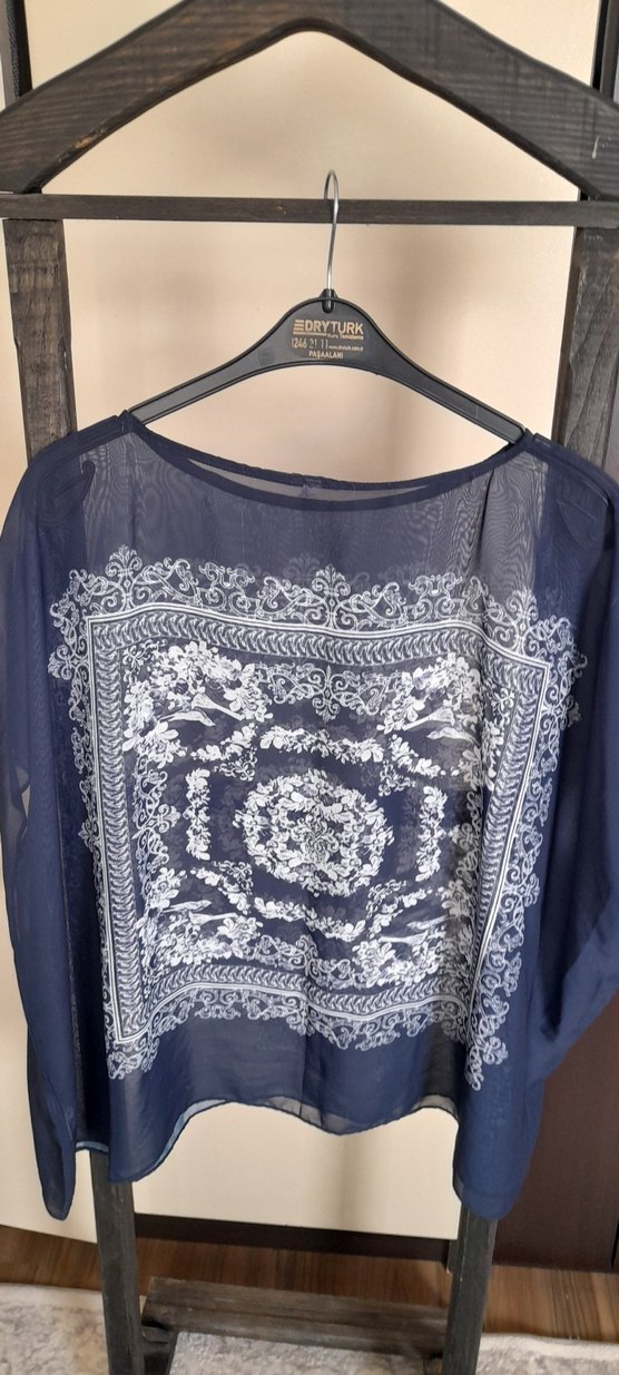 Bohem Desenli Mavi Kadın Bluz - Görsel 2