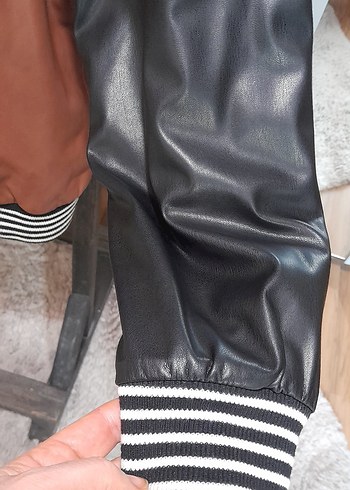 Düğmeli Kahverengi Deri kadın Ceket - Görsel 3