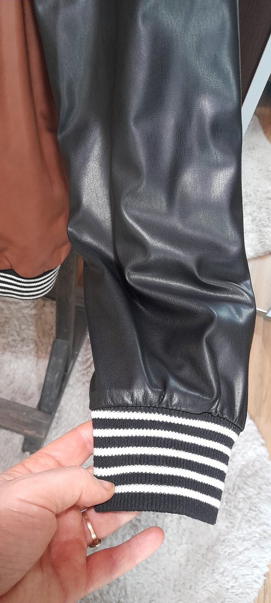 Düğmeli Kahverengi Deri kadın Ceket - Görsel 3